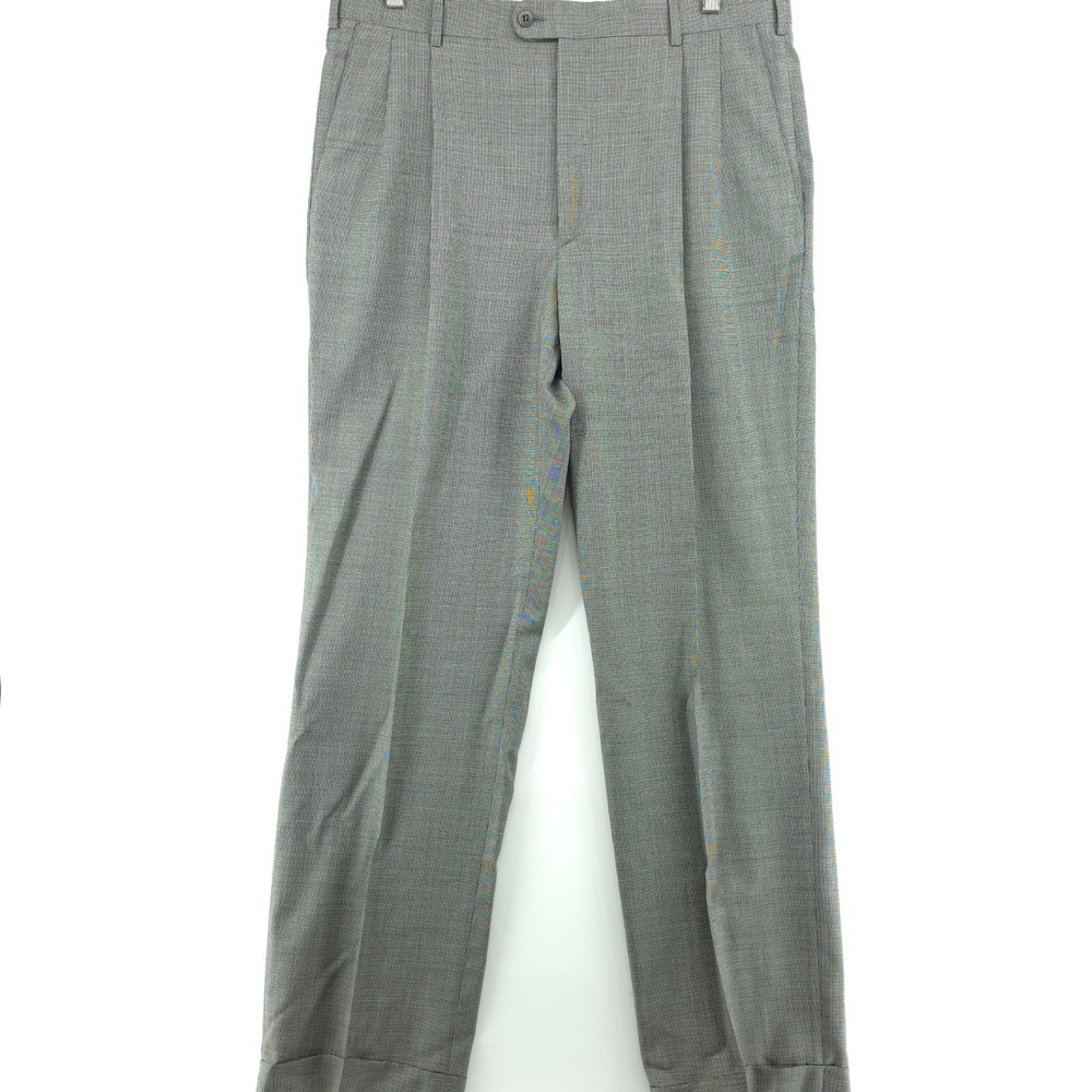 Zanella Mens Bennett Wool Pleated Dress Pants Gray 36x33 Made in Italy Luxury